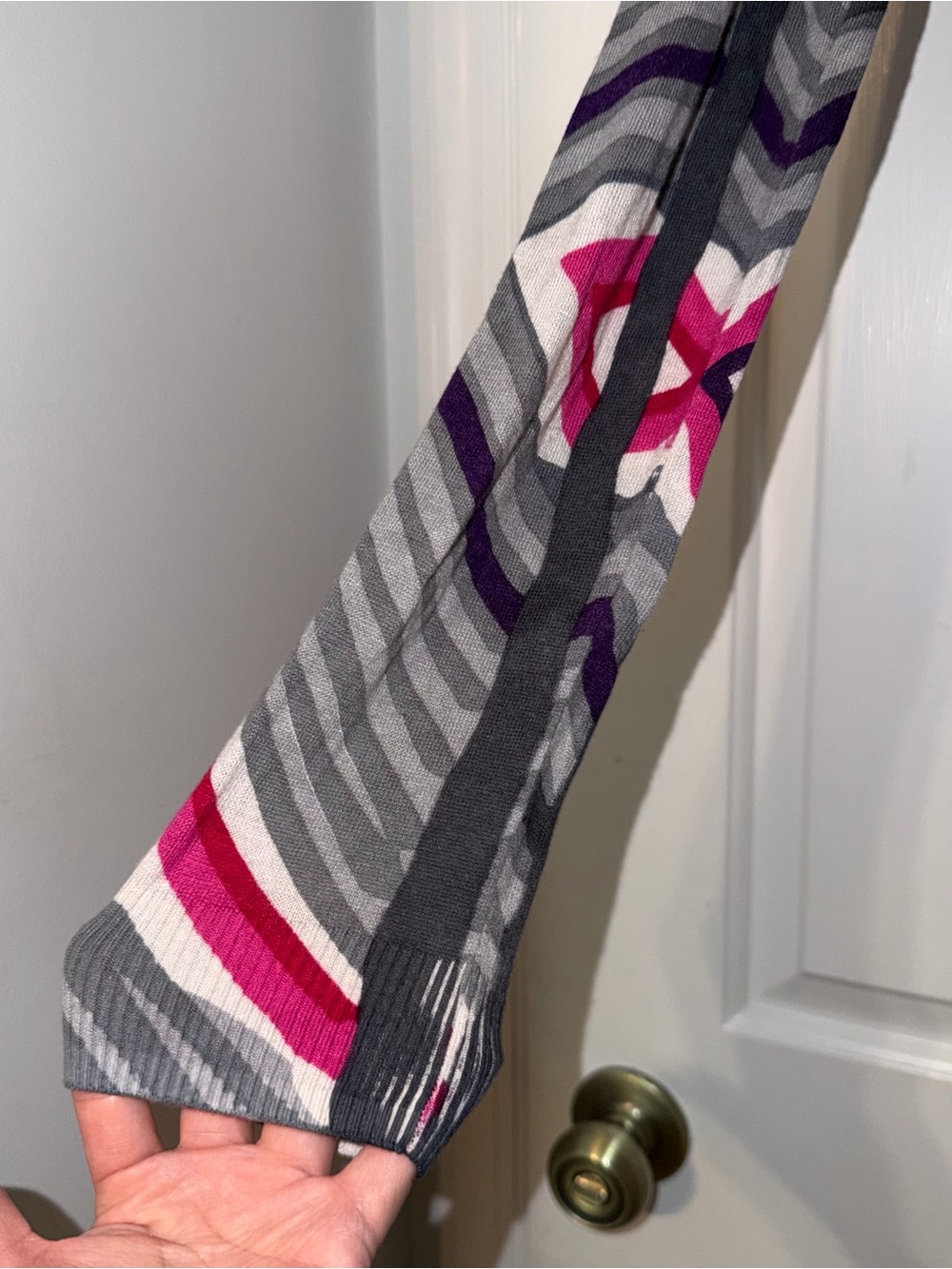 Desigual Long Sleeve Floral Geometric Knit Sweater Top Pink Gray L - Picture 7 of 13